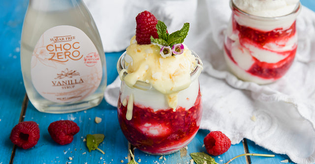 Raspberry Fool made with ChocZero Syrup